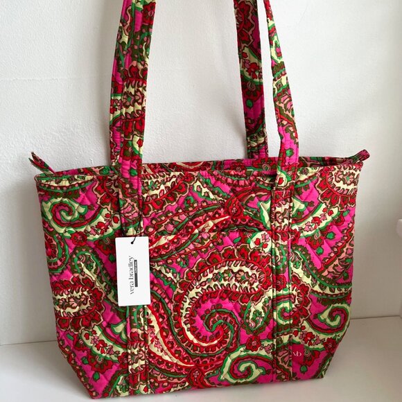NWT Vera Bradley Small Tote in Capri Pink Paisley Cotton - Picture 2 of 11